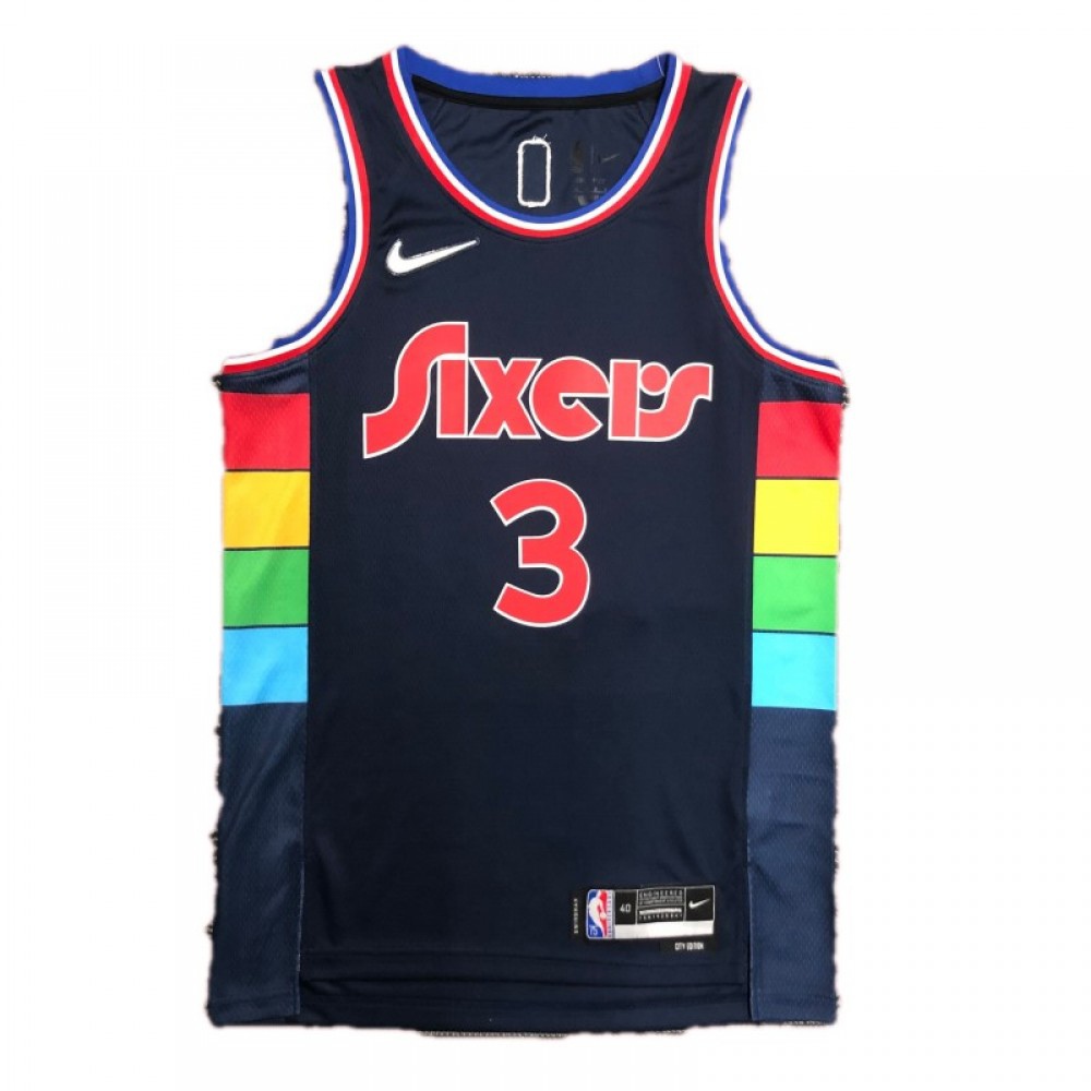 Men's Philadelphia 76ers Allen Iverson #3 Navy 2021/22 Swingman NBA Jersey - City Edition-Pro Kit Vault | Brand New 26/27 Sports Jerseys
